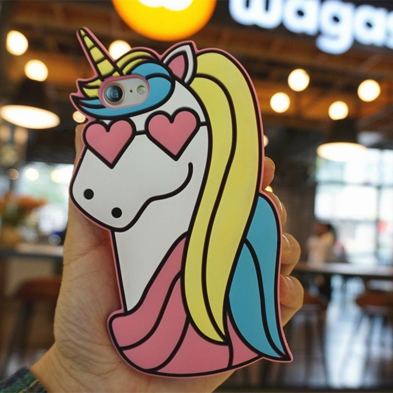 Funda para iPhone Unicornio 3d Mujer Arcoiris Goma Rainbow