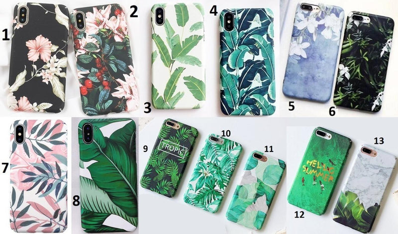 Funda para iPhone Hoja Verde Planta Flores Case Mujer Verano