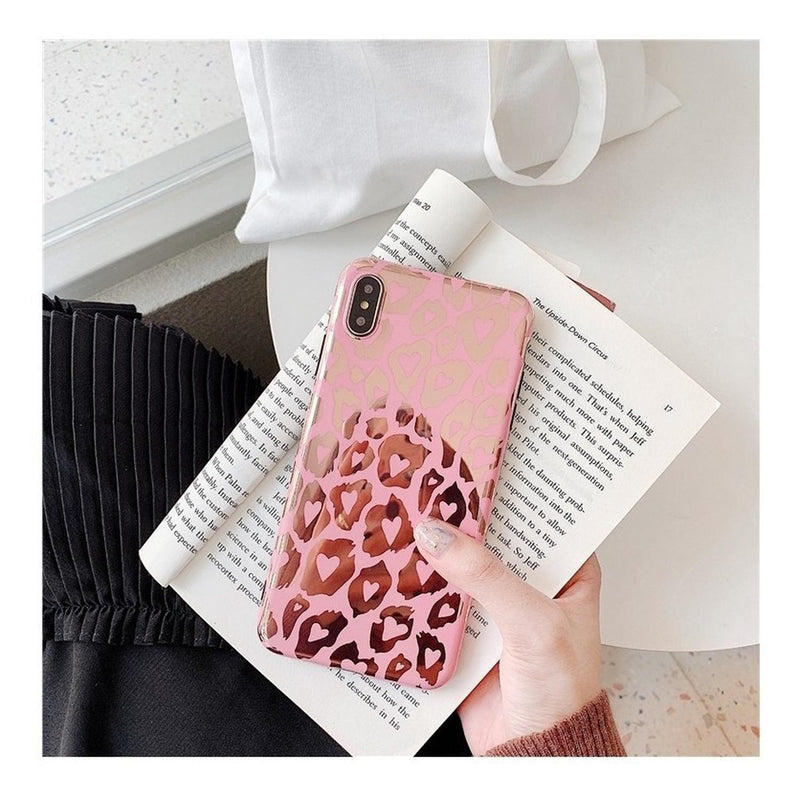 Case Para iPhone Leopardo Espejo Corazon Dama Mujer Brillos