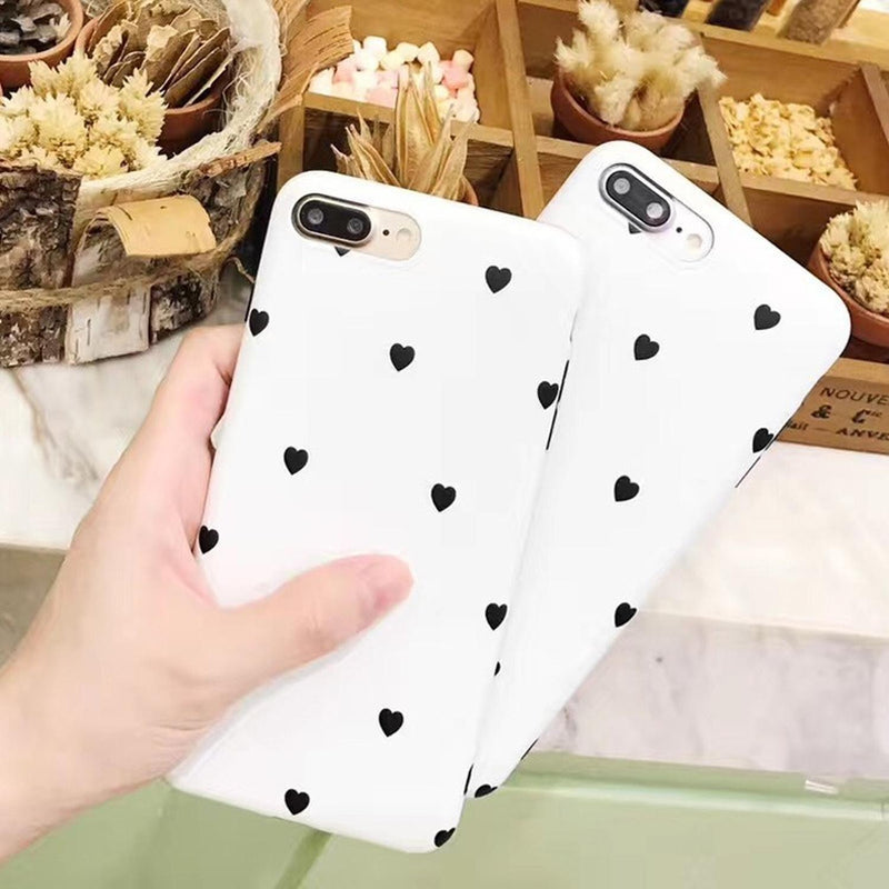 Funda Para iPhone Corazones Love Blanco Negro Mujer Amor