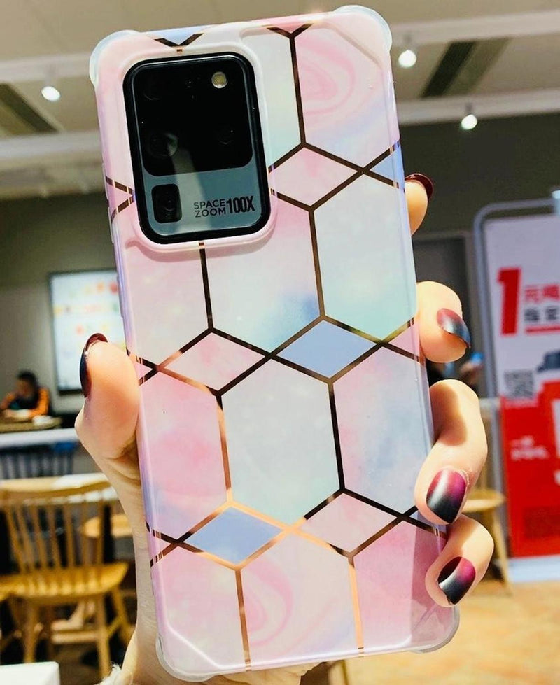 Funda Compatible Con Galaxy Marmol Geometria Mujer Protector