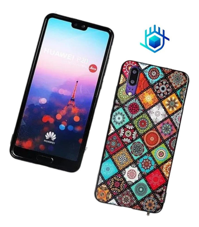 Case De Marmol Mandala Para Huawei Goma Dura Flexible Hombre Mujer Dama Resistente Brillosa Rombos L