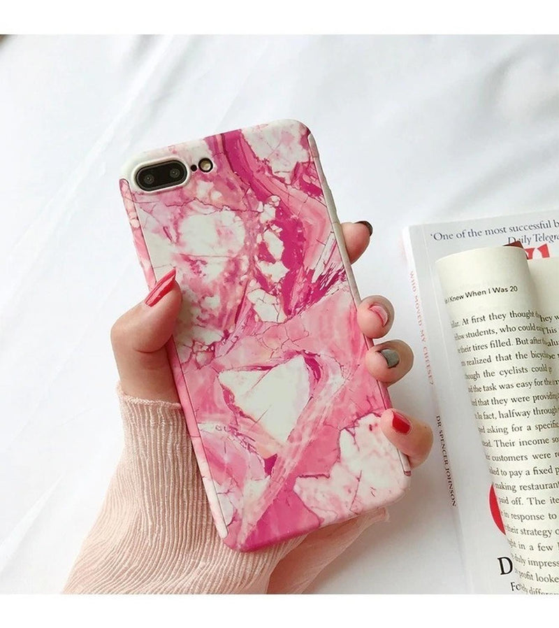 Funda 360+ Mica para iPhone Marmol Delgada Ligera Mujer Case