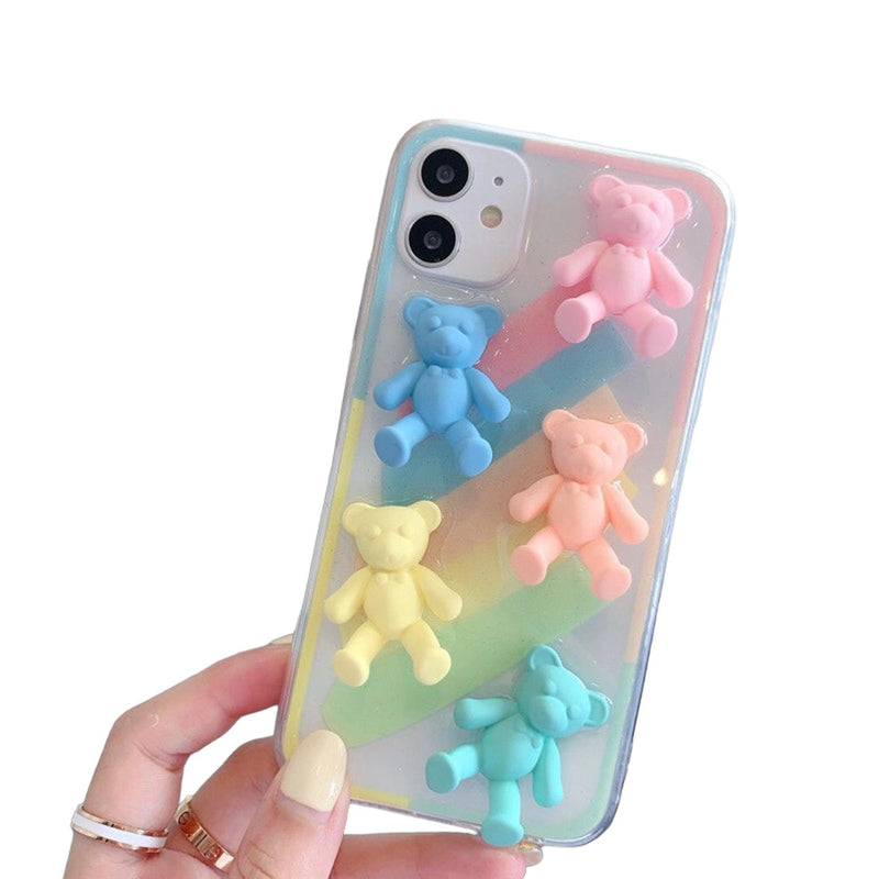 Funda de Osos para iPhone + Mica Protector Resistente Mujer