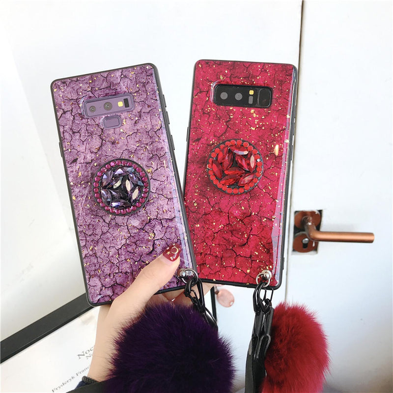 Funda Para iPhone Marmol +Pompon Charm Correa Mujer Colguije