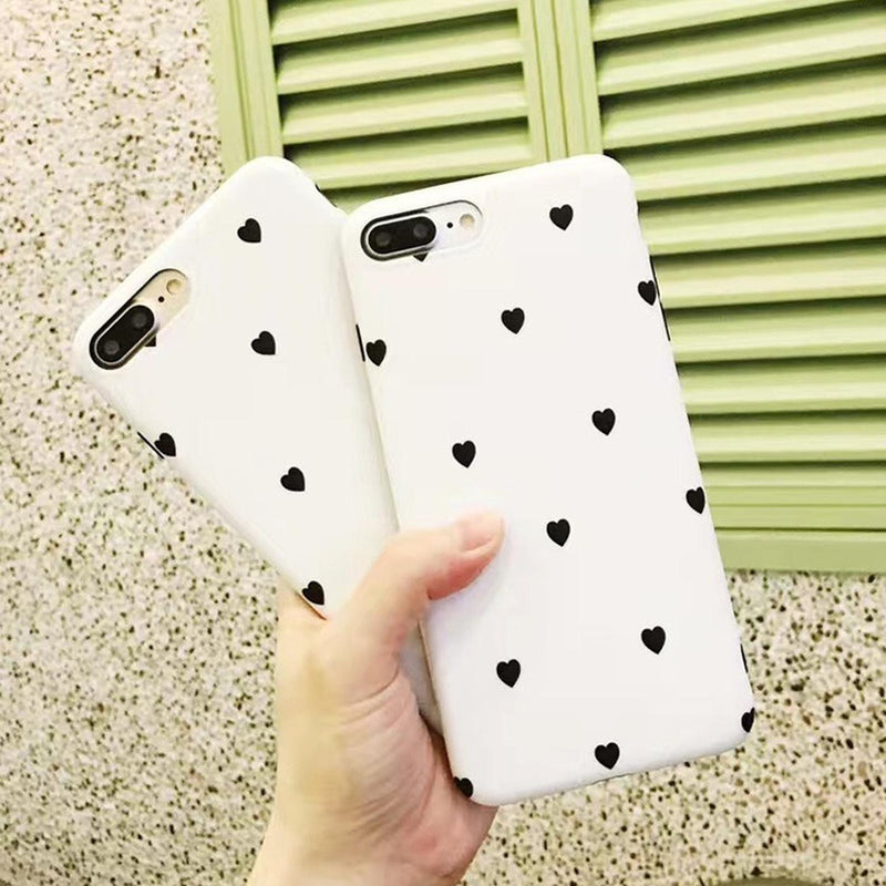 Funda Para iPhone Corazones Love Blanco Negro Mujer Amor