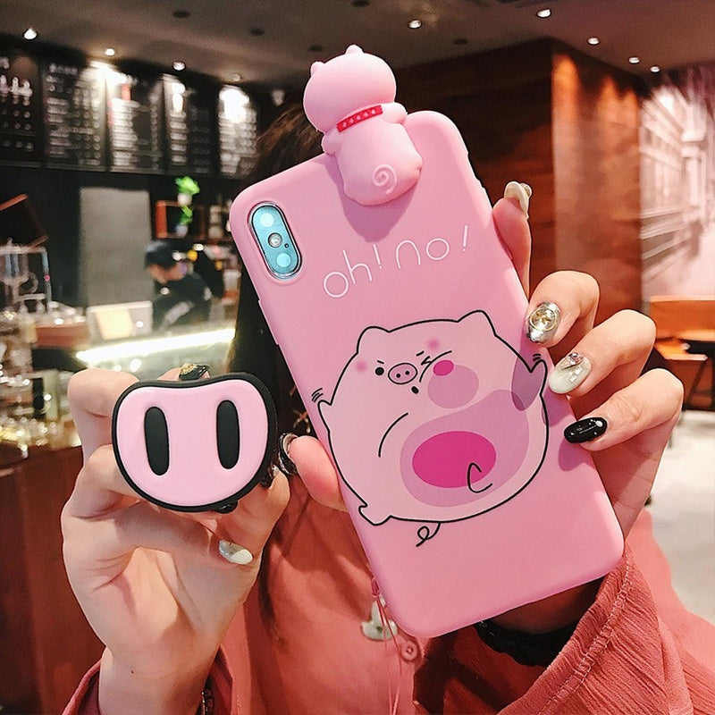 Funda Cerdito Para iPhone + Collar Colguije Puerquito Nariz