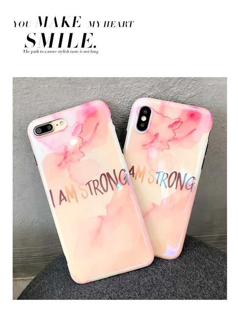 Funda Brillosa Para iPhone I Am Strong Fuerza Hombre Mujer