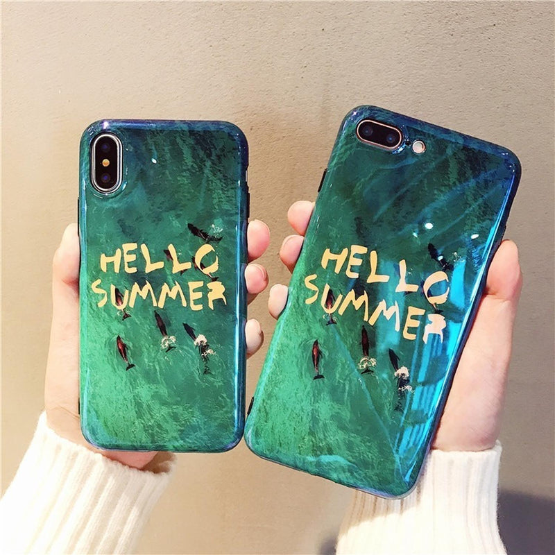 Funda Para iPhone Hello Summer Olas Mar Delfines Case Playa