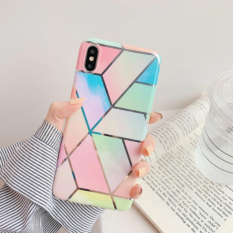 Funda Geometria Compatible Con Huawei Marmol Mujer Protector