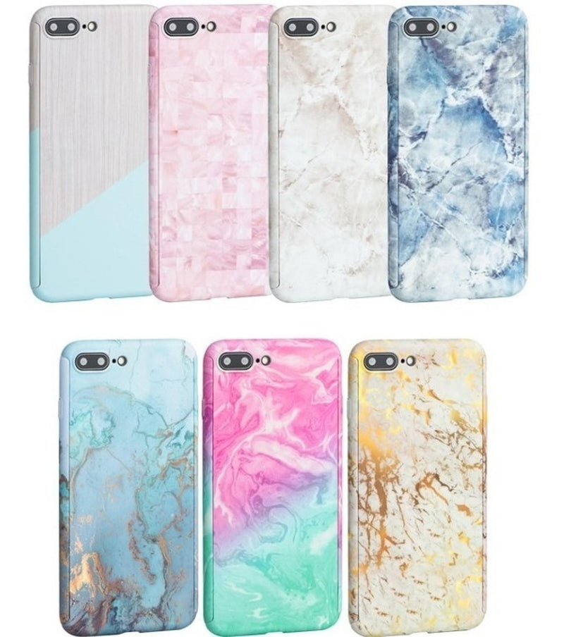 Funda 360+ Mica para iPhone Marmol Delgada Ligera Mujer Case