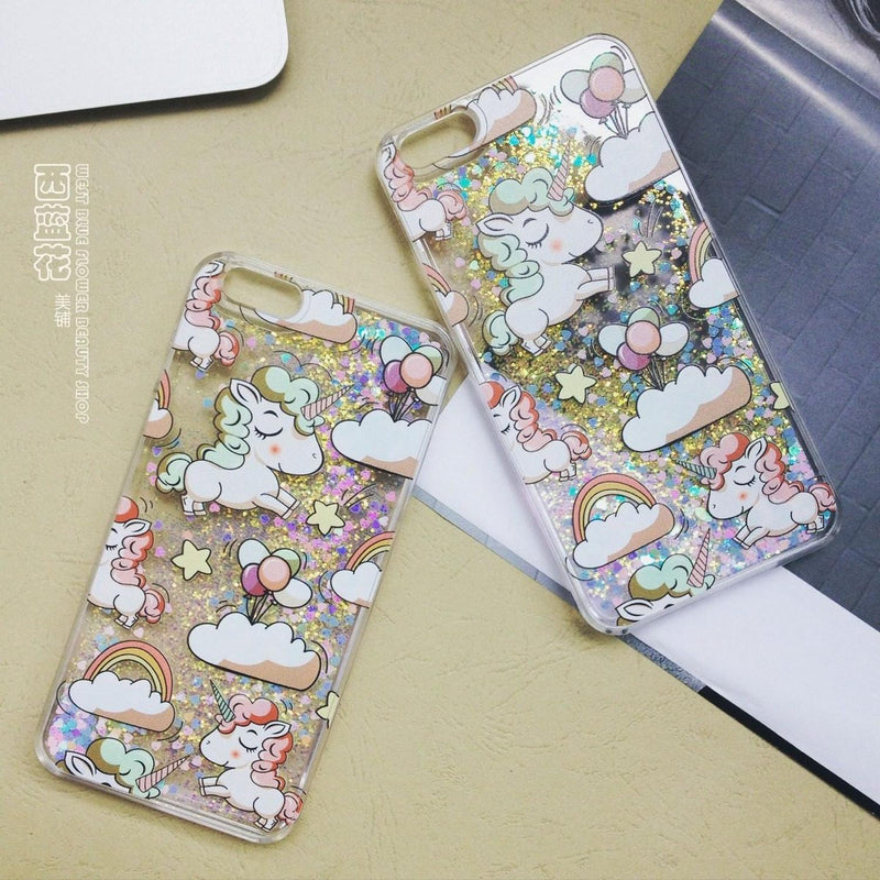 Funda Para iPhone Unicornio Nube Arcoiris Mujer Niño Glitter