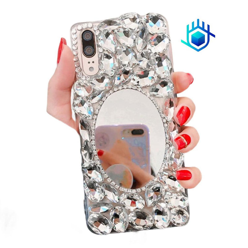 Funda Galaxy Espejo Colgante Piedras Dama Lujo Diamantes Cas