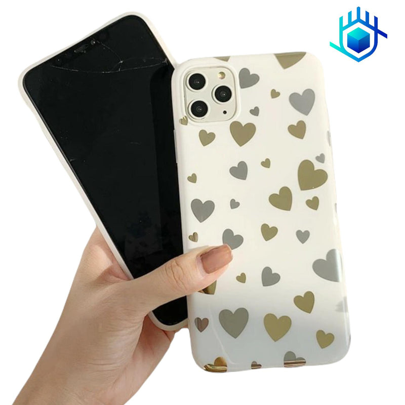 Funda para iPhone Corazones Brillos Resistente Mujer Foil 3d