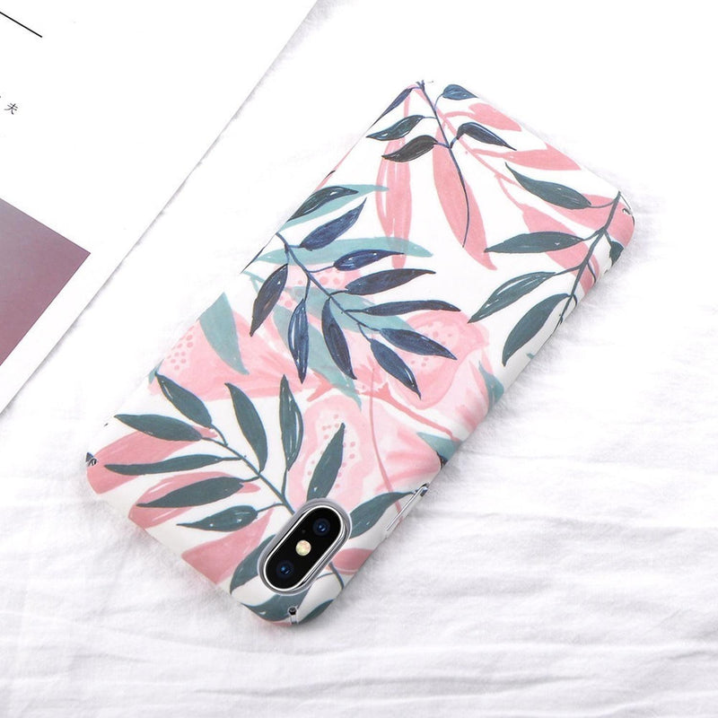 Funda para iPhone Hoja Verde Planta Flores Case Mujer Verano