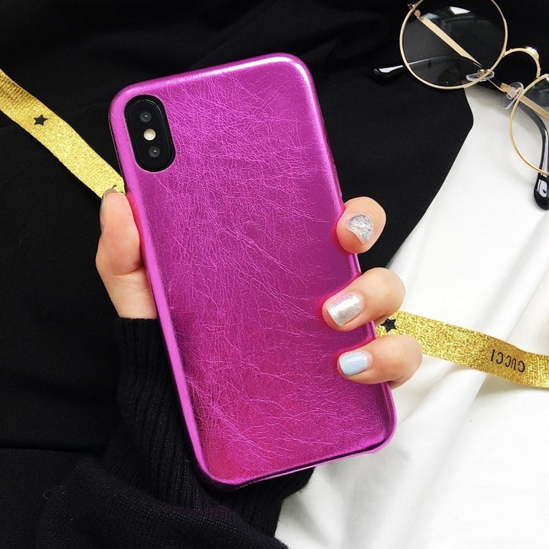 Funda Para iPhone Violeta Metalica Chic Mujer Case Elegante