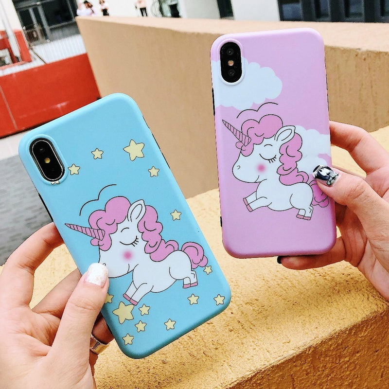 Funda Para iPhone Unicornio Estrellado Saltando Nubes Sweet