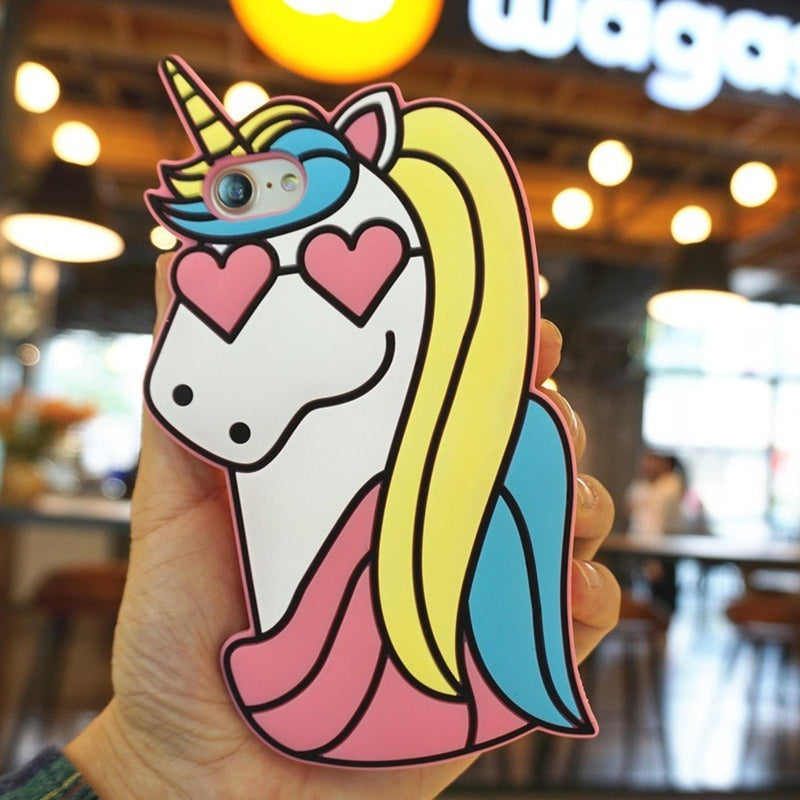 Funda para iPhone Unicornio 3d Mujer Arcoiris Goma Rainbow