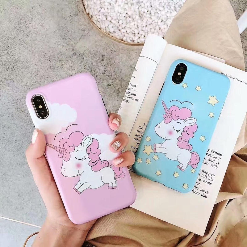 Funda Para iPhone Unicornio Estrellado Saltando Nubes Sweet