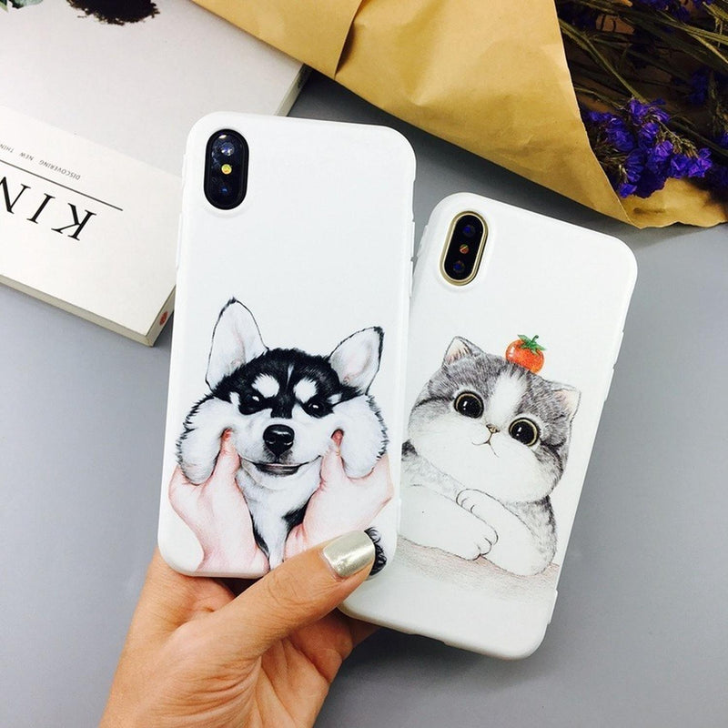 Funda Para iPhone Perro Gato Feliz Hombre Mujer Dog Cat 3d