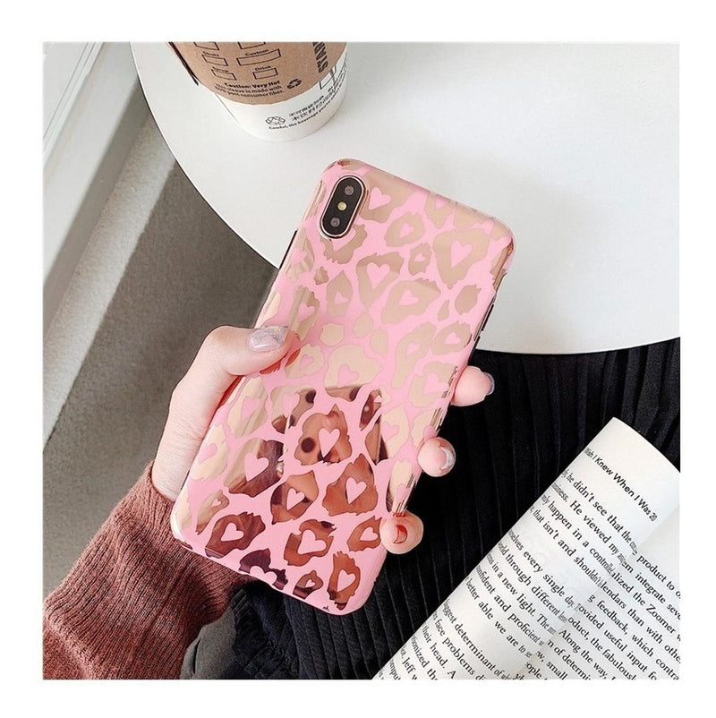 Case Para iPhone Leopardo Espejo Corazon Dama Mujer Brillos