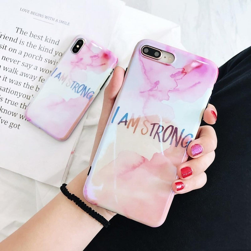 Funda Brillosa Para iPhone I Am Strong Fuerza Hombre Mujer