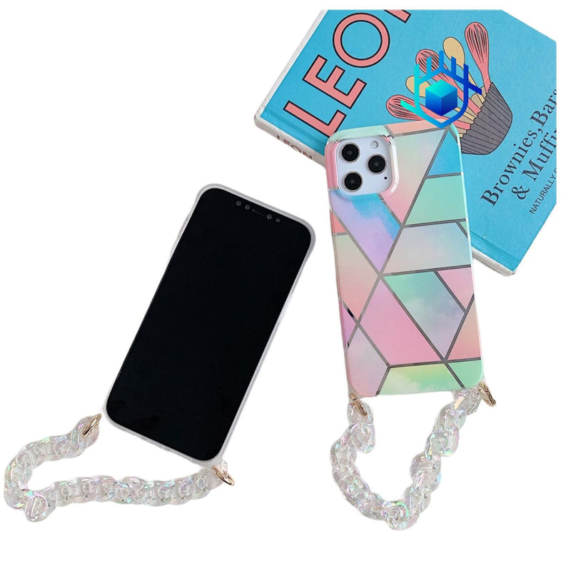 Funda para iPhone Geometria Cadena Correa Agarradera Mujer