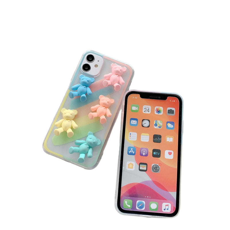 Funda de Osos para iPhone + Mica Protector Resistente Mujer