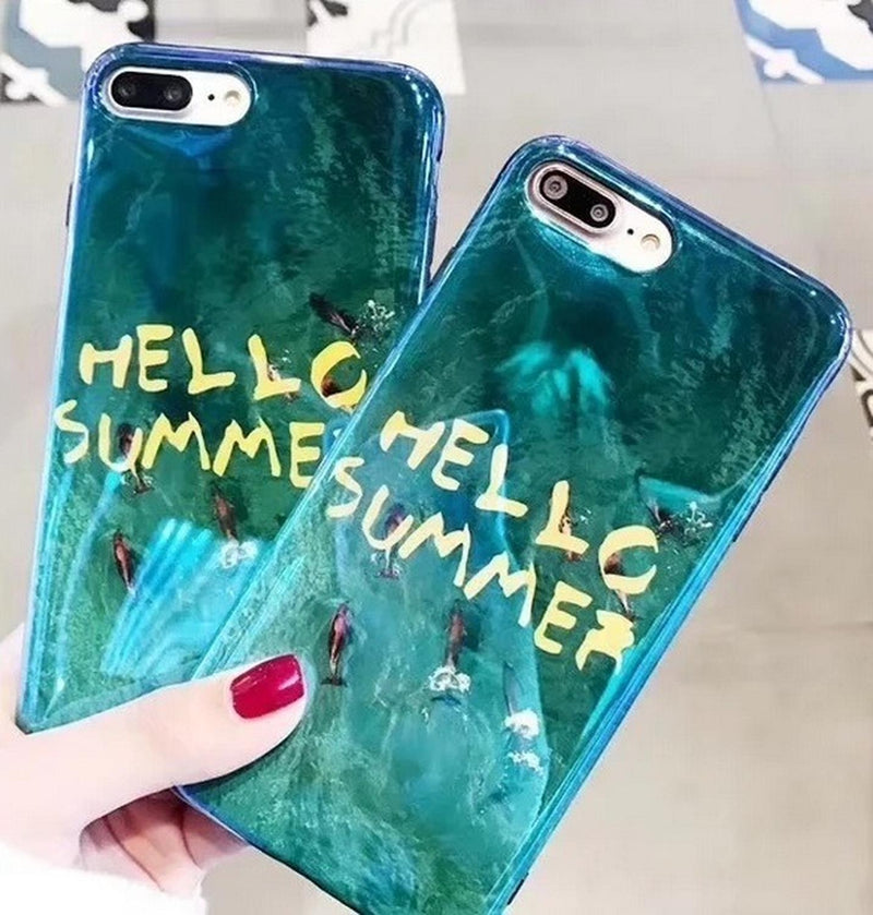 Funda Para iPhone Hello Summer Olas Mar Delfines Case Playa