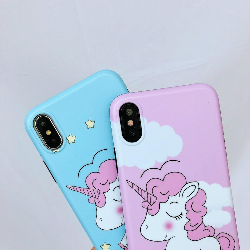 Funda Para iPhone Unicornio Estrellado Saltando Nubes Sweet