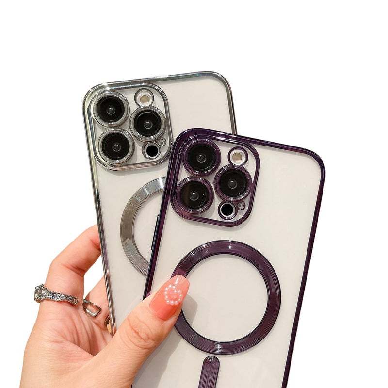 Funda Magnetica de Goma para iPhone 14 Pro Max + Mica Case