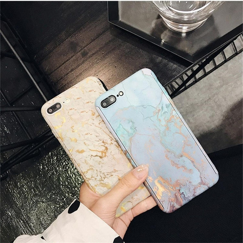 Funda 360+ Mica para iPhone Marmol Delgada Ligera Mujer Case