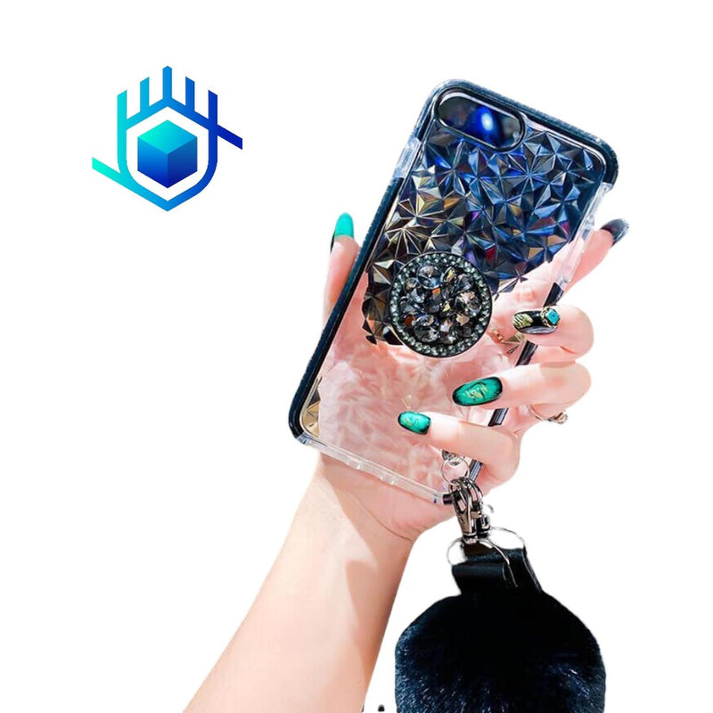 Funda Compatible Con Galaxy Diamantes 3D Pompon Correa Mujer