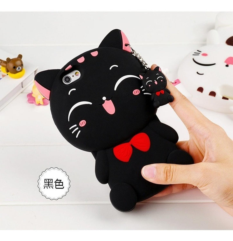 Funda iPhone Gato Feliz Colguije Dama Mujer Caricatura Case