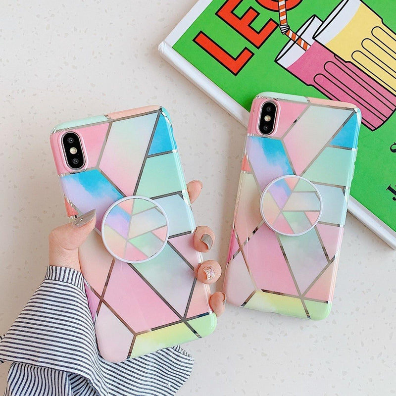 Funda Geometria Compatible Con Huawei Marmol Mujer Protector