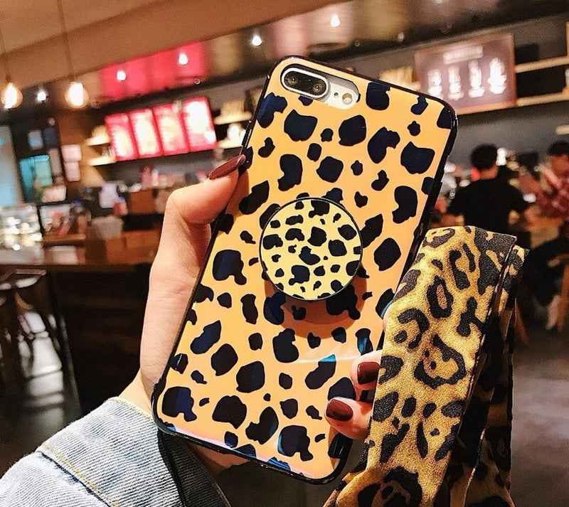 Case Leopardo Para iPhone + Soporte Dama Mujer Hombre Animal