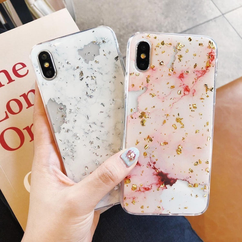 Funda para iPhone Protector Brillos Diamantes Marmol Mujer