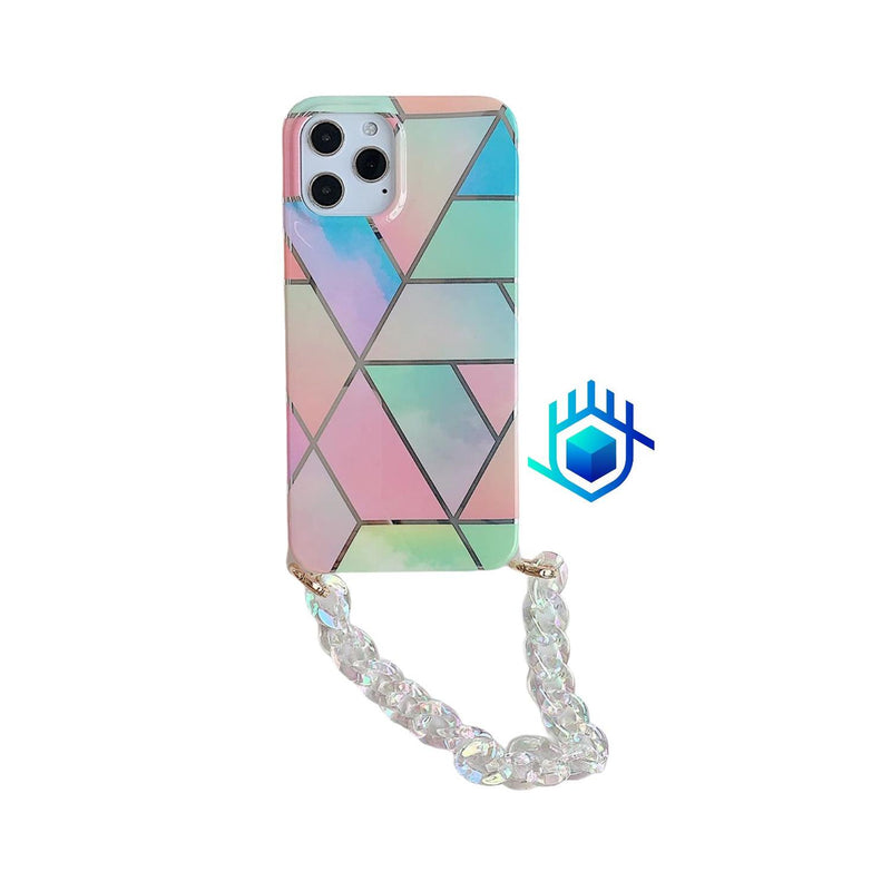 Funda para iPhone Geometria Cadena Correa Agarradera Mujer