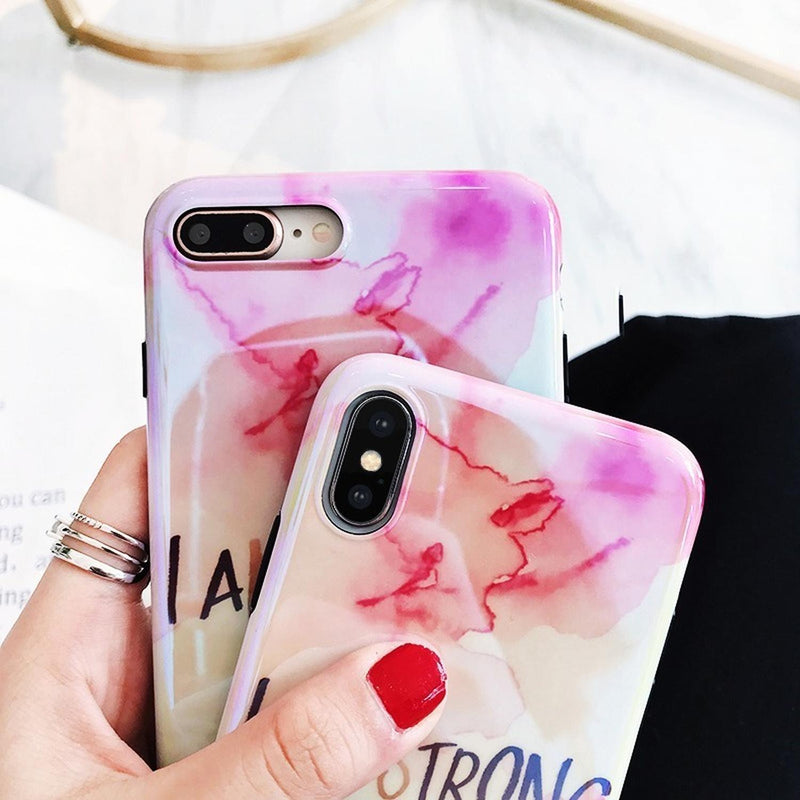 Funda Brillosa Para iPhone I Am Strong Fuerza Hombre Mujer