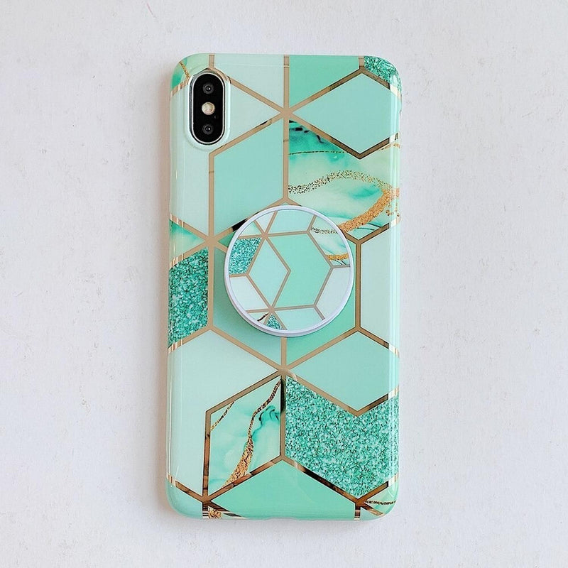 Funda Geometria Compatible Con Huawei Marmol Mujer Protector