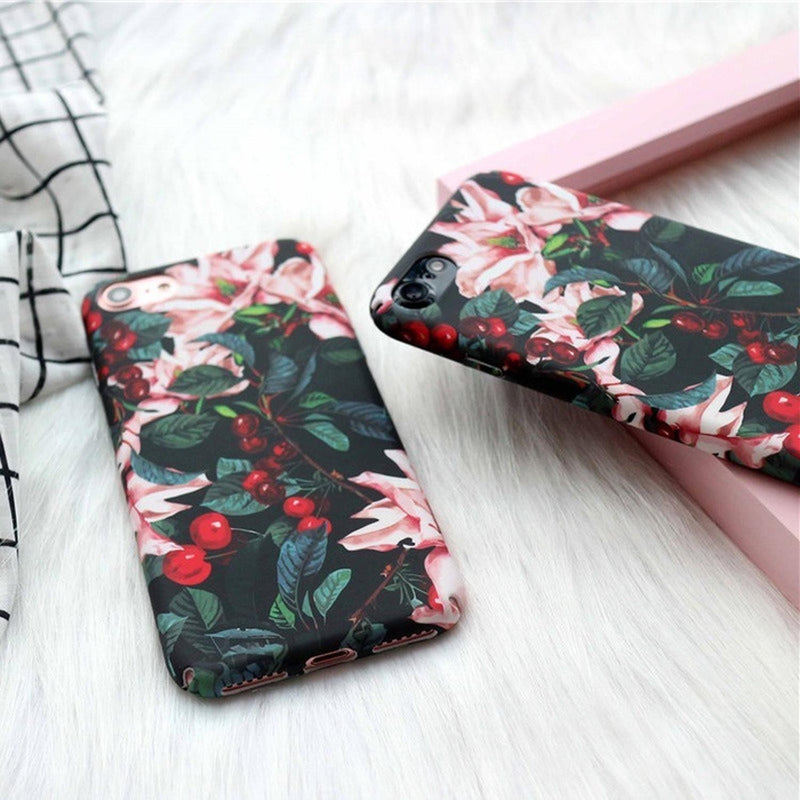 Funda para iPhone Hoja Verde Planta Flores Case Mujer Verano