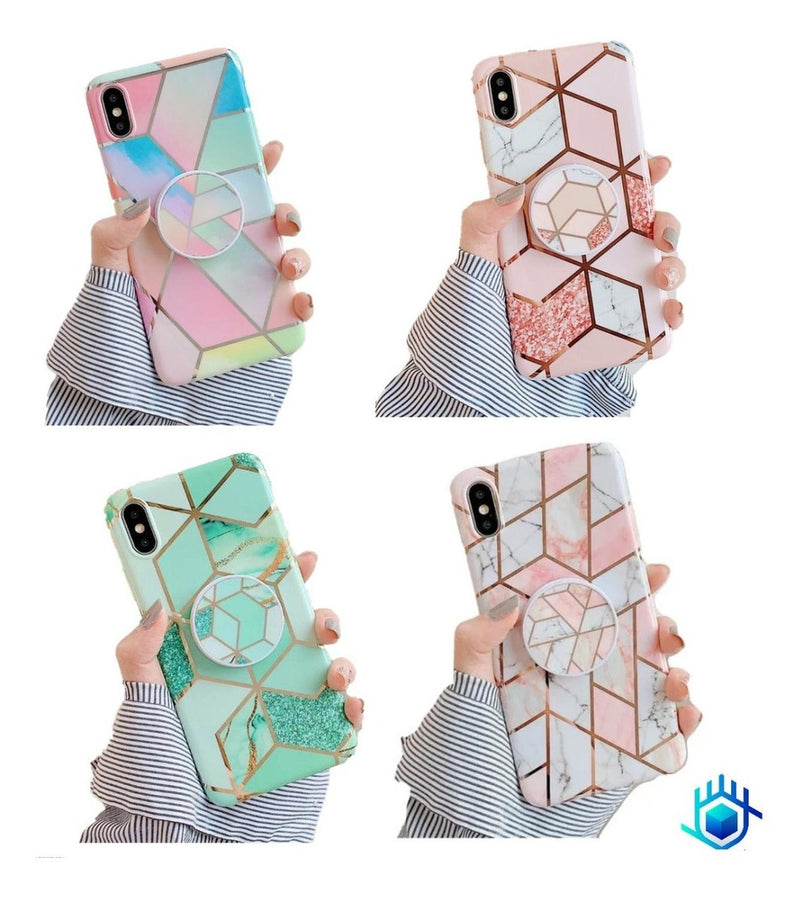 Funda Geometria Compatible Con Huawei Marmol Mujer Protector