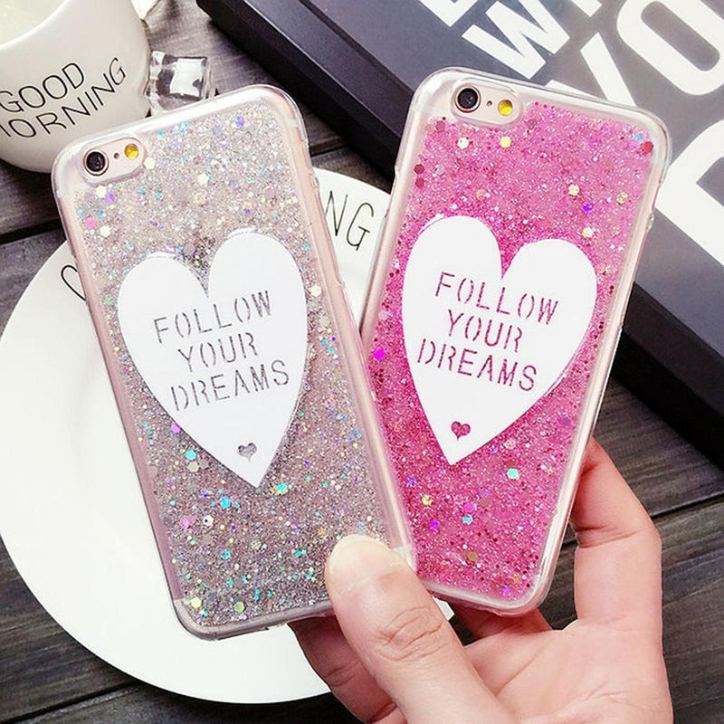 Funda Glitter Para iPhone Corazon Amor Dama Mujer Brillos 3d