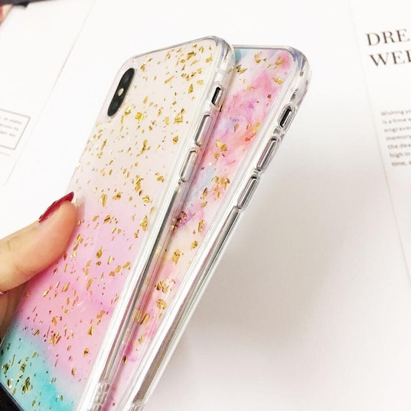 Funda para iPhone Protector Brillos Diamantes Marmol Mujer