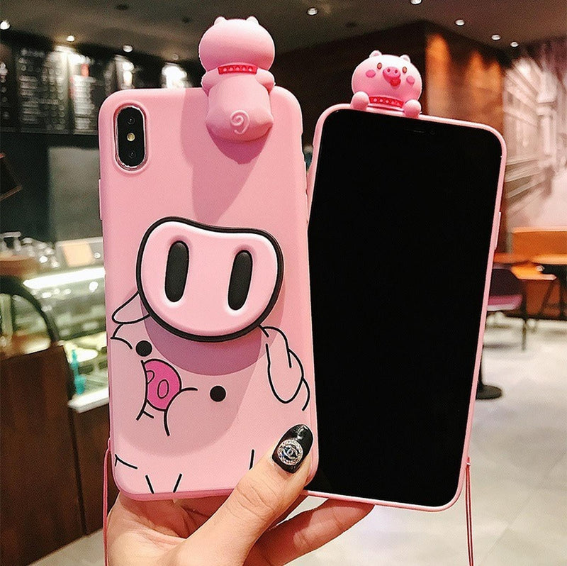 Funda Cerdito Para iPhone + Collar Colguije Puerquito Nariz