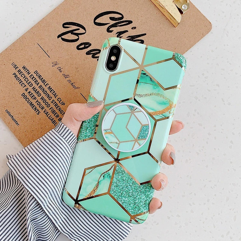 Funda Geometria Compatible Con Huawei Marmol Mujer Protector