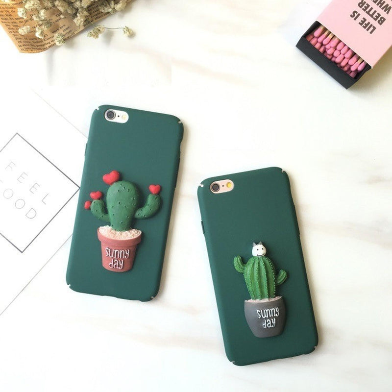 Funda iPhone Cactus 3d Planta Espina Relieve Frase Sunny Day