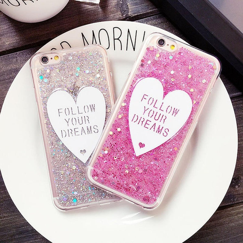 Funda Glitter Para iPhone Corazon Amor Dama Mujer Brillos 3d