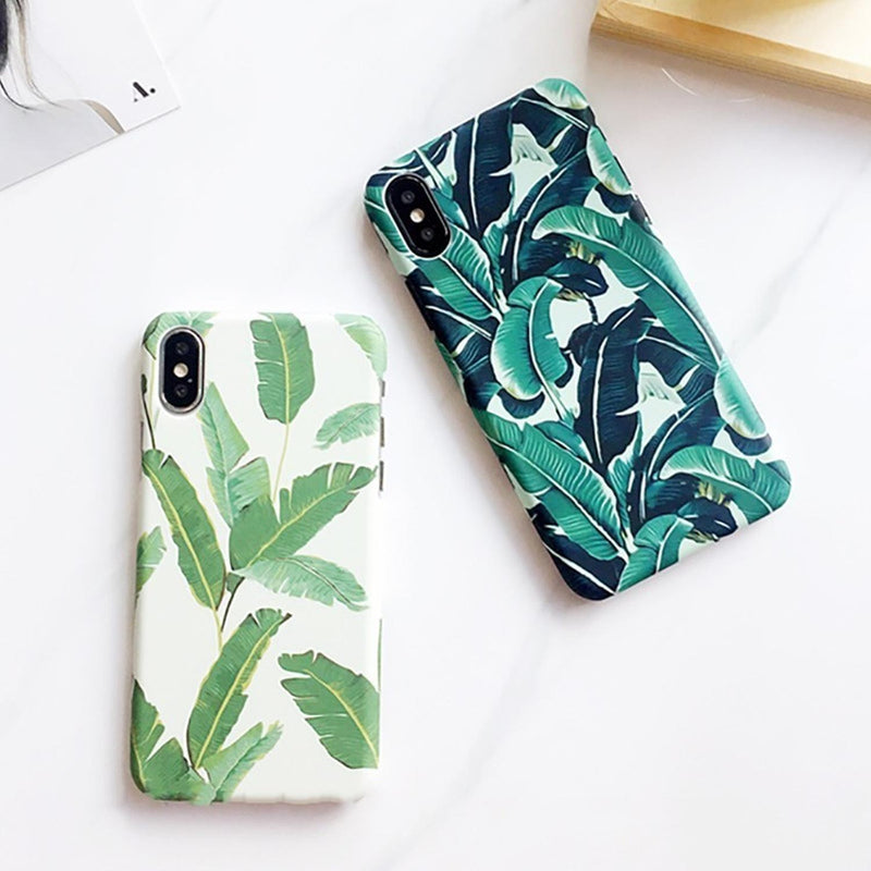 Funda para iPhone Hoja Verde Planta Flores Case Mujer Verano