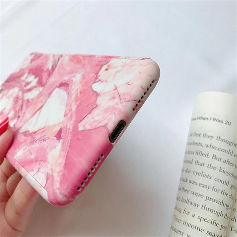 Funda 360+ Mica para iPhone Marmol Delgada Ligera Mujer Case